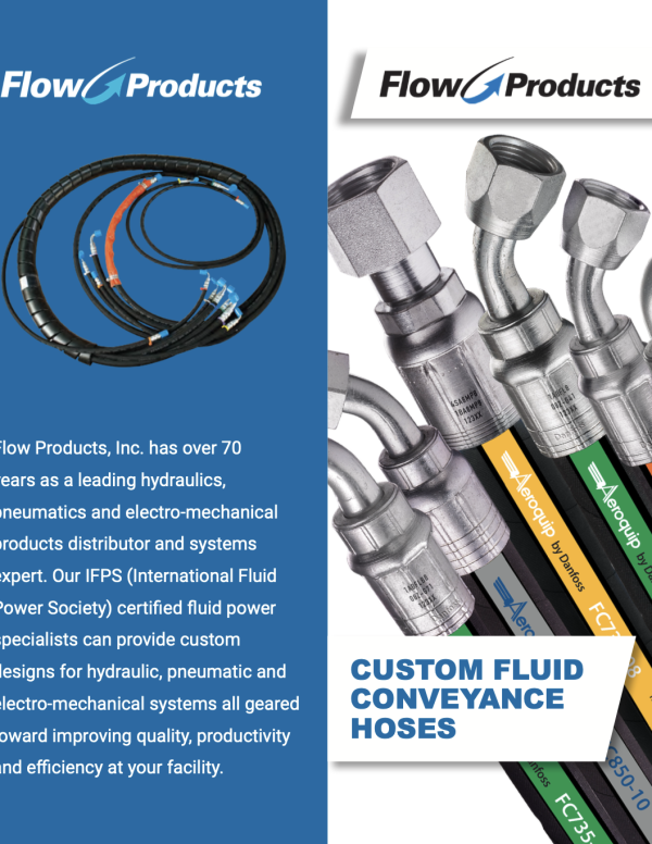 Custom fluid conveyance hoses hydraulic pneumatics, Chicago, Illinois flow products
